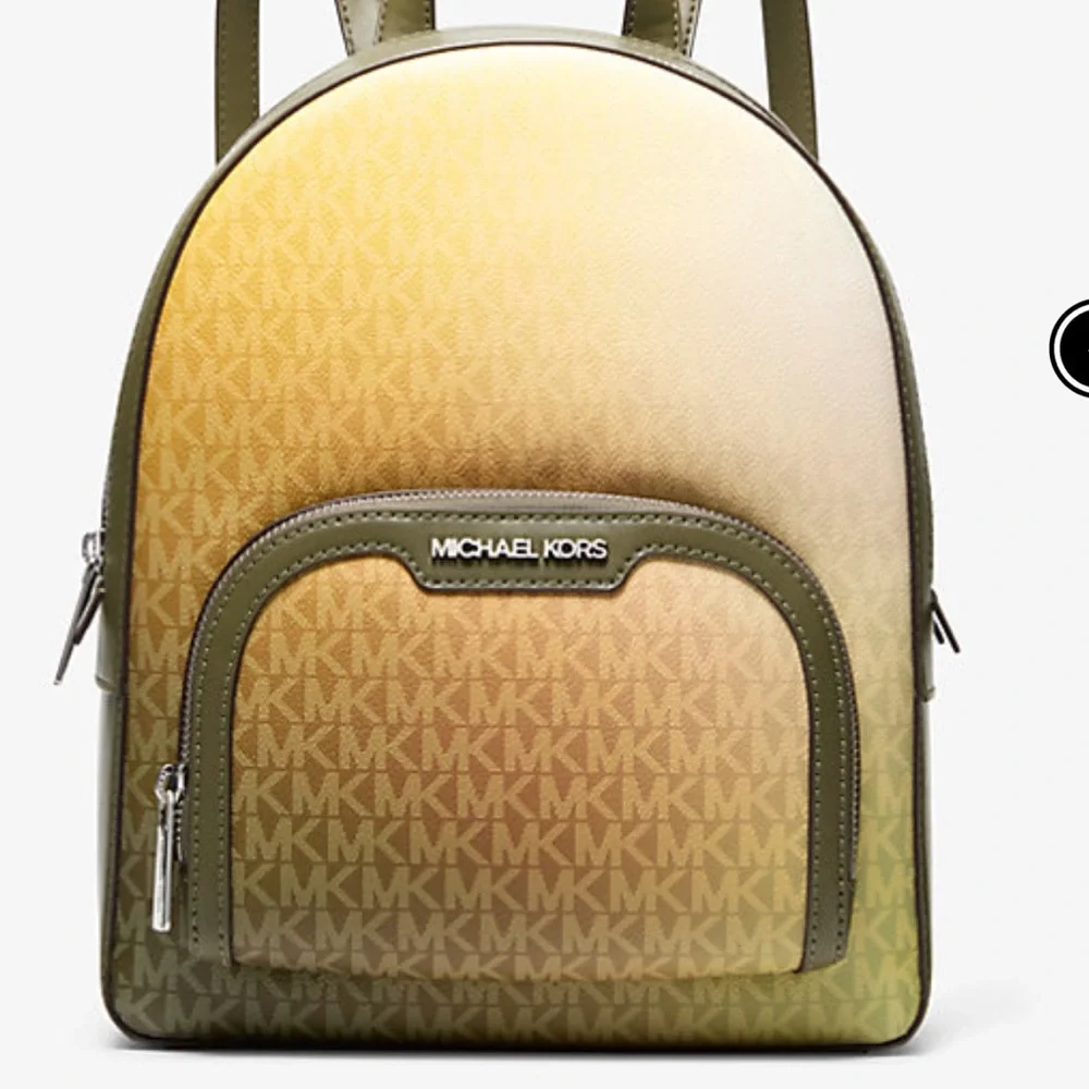 MICHAEL KORS Jaycee Medium Ombré Signature Logo Backpack Olive Combo  NWT